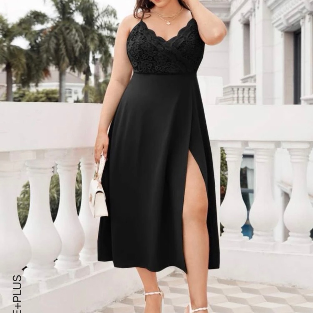 Shein Black High Slit Dress